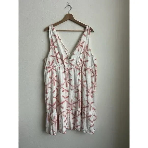 LOFT ANN TAYLOR Dress Star Dye Print Tiered V Neck Size XXL NWT - Picture 2 of 8